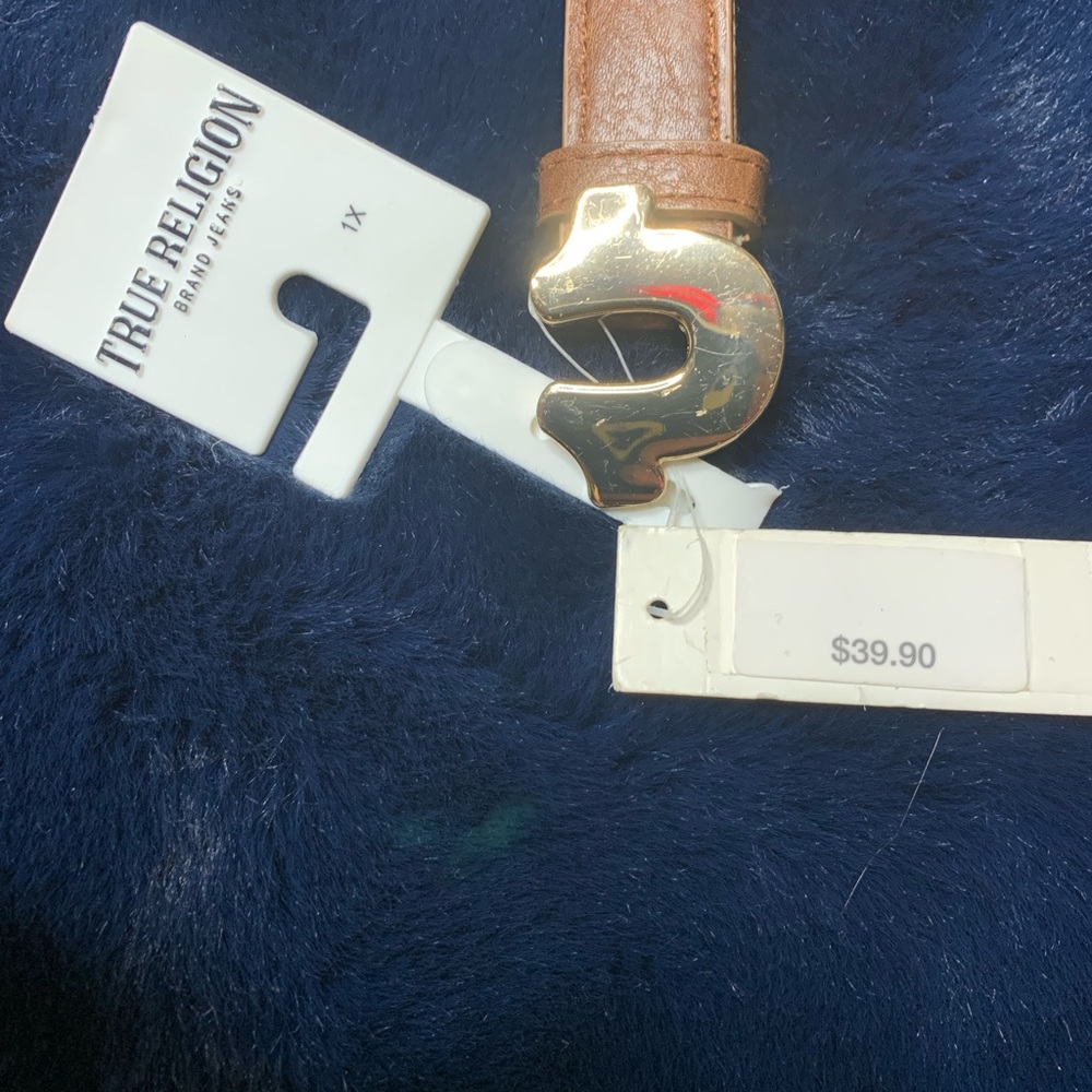 True Religion Brown Belt Bag with Gold Buckle